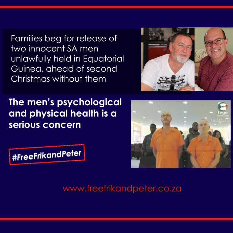 #FreeFrikandPeter ● The men’s psychological and physical health is a serious concern