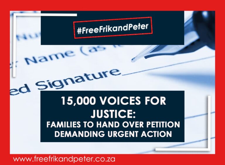 Press release from the families of Frik Potgieter and Peter Huxham
